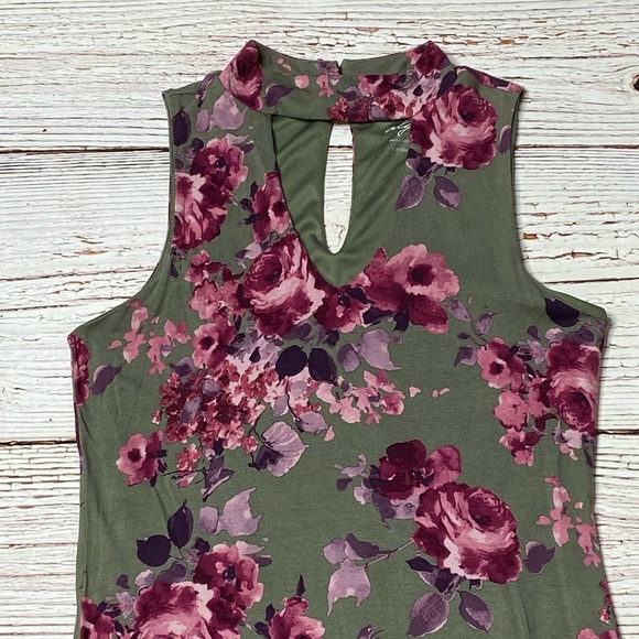Francesca’s Alya River Floral Fit and Flare Halter Mini Dress in Dark Olive Sz M - Picture 6 of 16